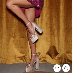 12TH TRIBE AZALEA WANG HAYLEY NUDE GLITTER PLATFORM HEEL